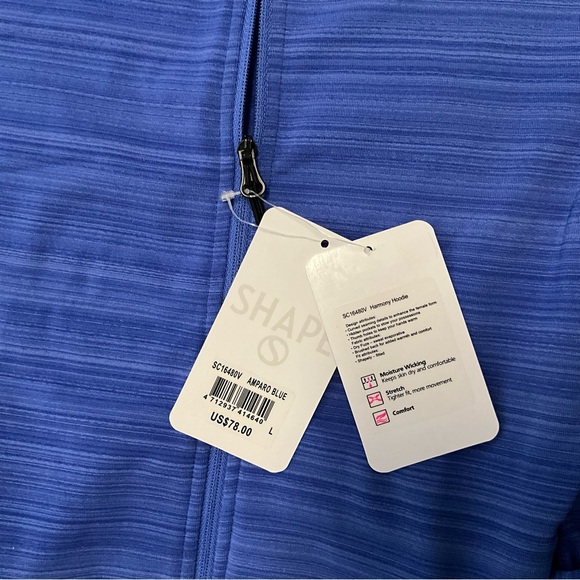 NWT Athleisure Hoodie Jacket Blue Thumbholes - Picture 4 of 6